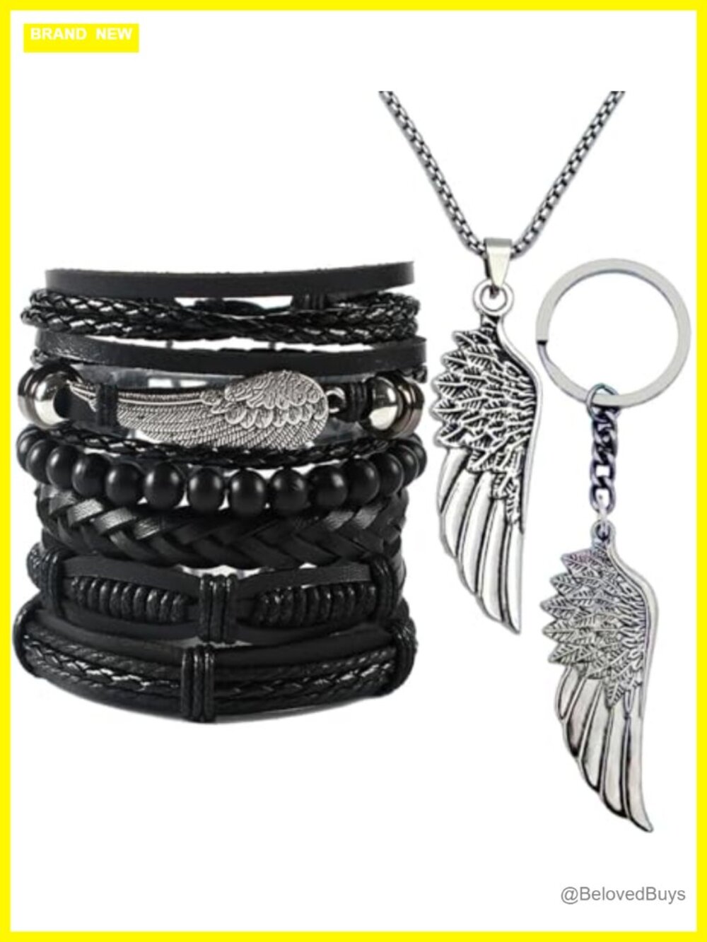 8Pc Faux Leather Bracelet Set Adjustable Cuff Stackable Punk Goth